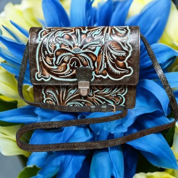 PATRICIA NASH Tooled Laurentina Crossbody Leather & Handcrafted Stitching - Picture 2 of 15